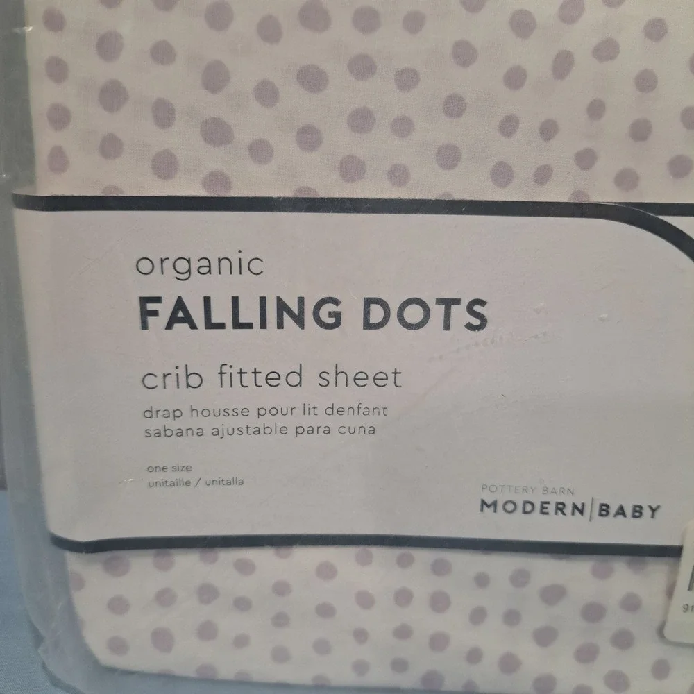 Pottery Barn Kids Falling Dots Organic Crib Fitted Sheet Purple Nursery Bedding